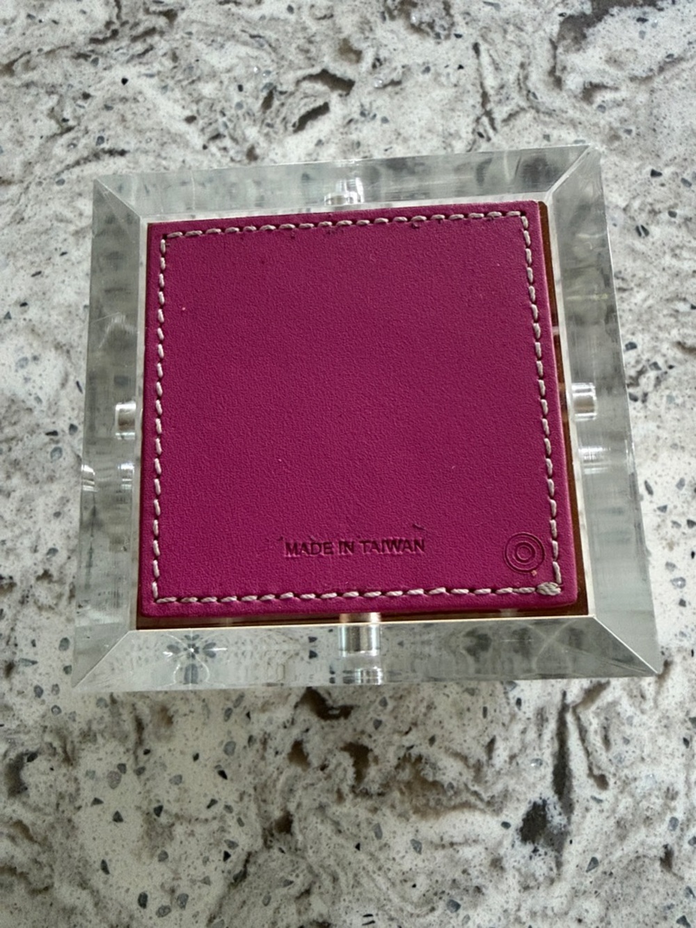 Coach Pink Leather Square Lucite Photo Cube - Picture 3 of 5